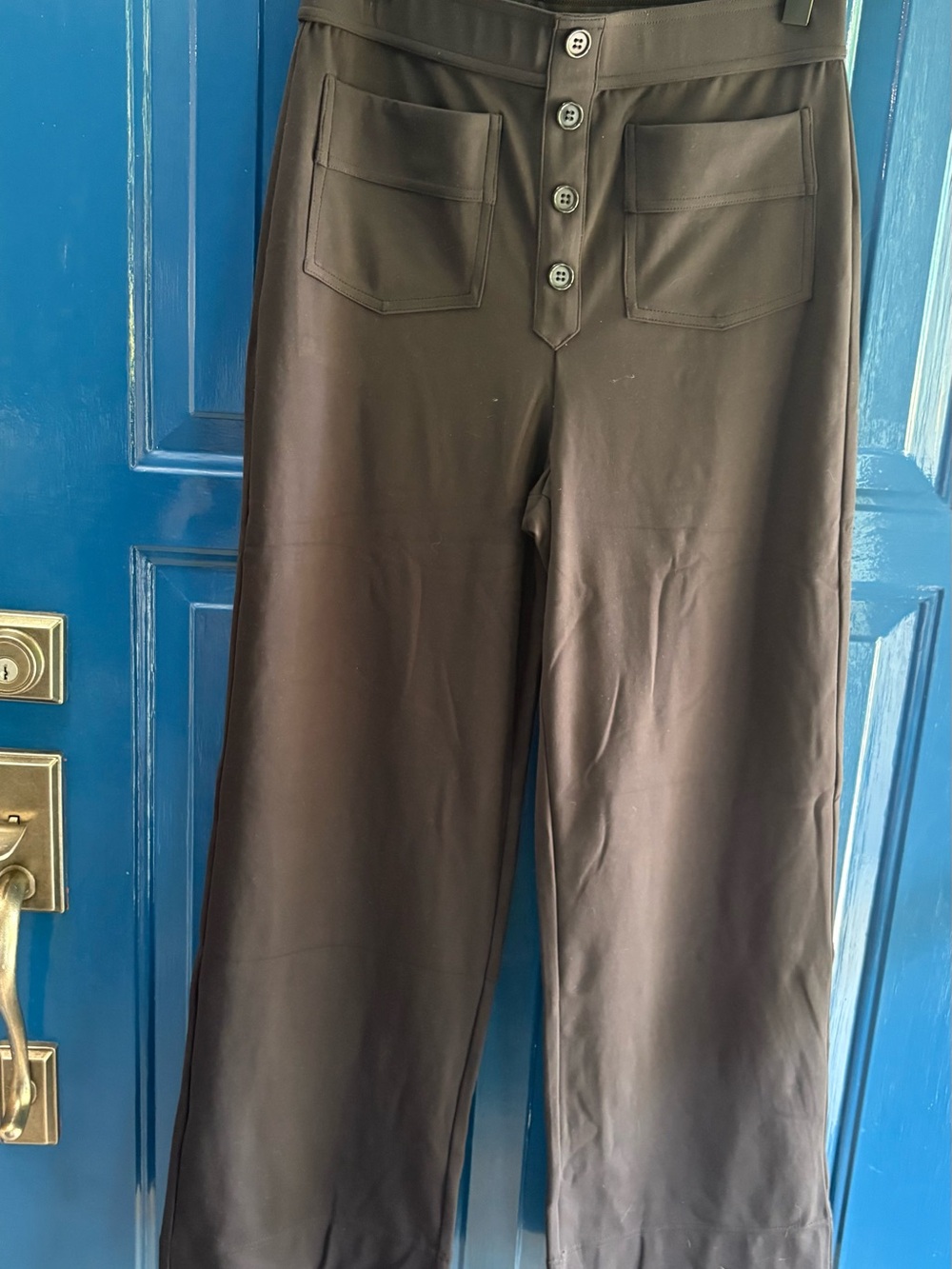 Halara Black Button-Front Wide-Leg Pants